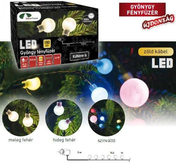 Vásárlás: DekorTrend Design Dekor színes LED-es gyöngy fényfüzér 180db  14,4m (KDG 185) Kültéri izzósor árak összehasonlítása, Design Dekor színes  LED es gyöngy fényfüzér 180 db 14 4 m KDG 185 boltok