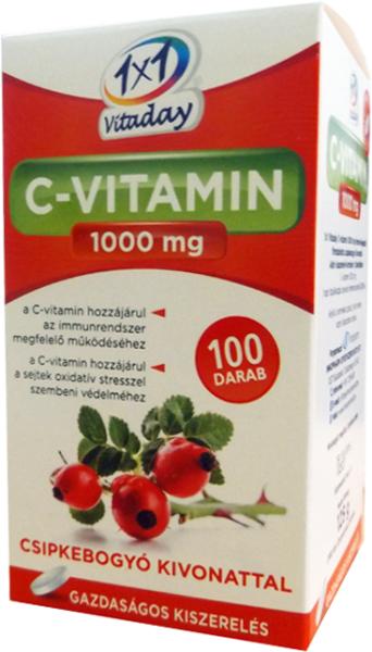 Vásárlás: 1x1 Vitaday C-Vitamin 1000mg csipkebogyó kivonattal 100db  Táplálékkiegészítő árak összehasonlítása, C Vitamin 1000 mg csipkebogyó  kivonattal 100 db boltok