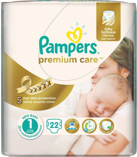 Pampers Premium Care 1 Newborn 2-5 кг (22 броя), справочник с цени от  бебешки онлайн магазини