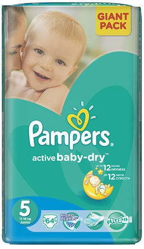 Vásárlás: Pampers Active Baby-Dry 5 Junior 11-18 kg 64 db Pelenka árak  összehasonlítása, Active Baby Dry 5 Junior 11 18 kg 64 db boltok