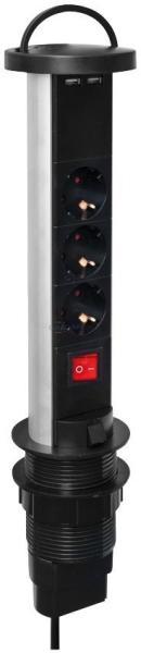 Düwi 3 Plug + 2 USB 1,5 m Switch (0012398712)