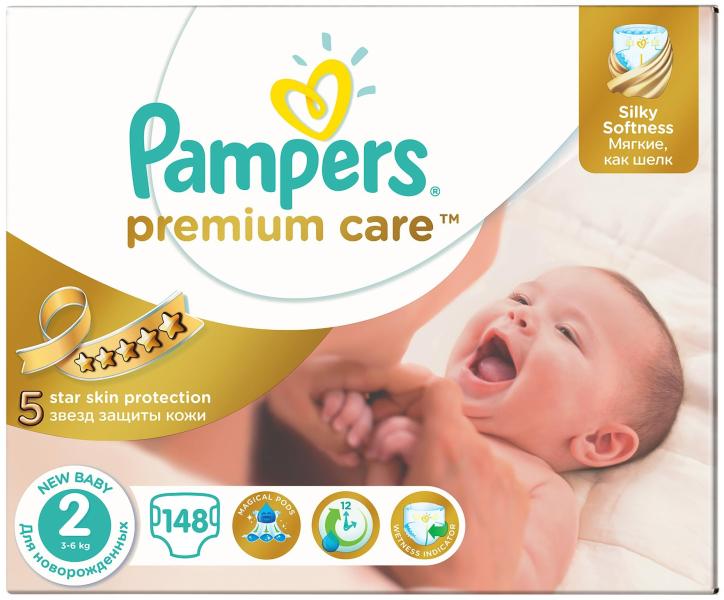 Pampers Premium Care 2 New Baby (3-6 kg) 148 buc (Scutec) - Preturi