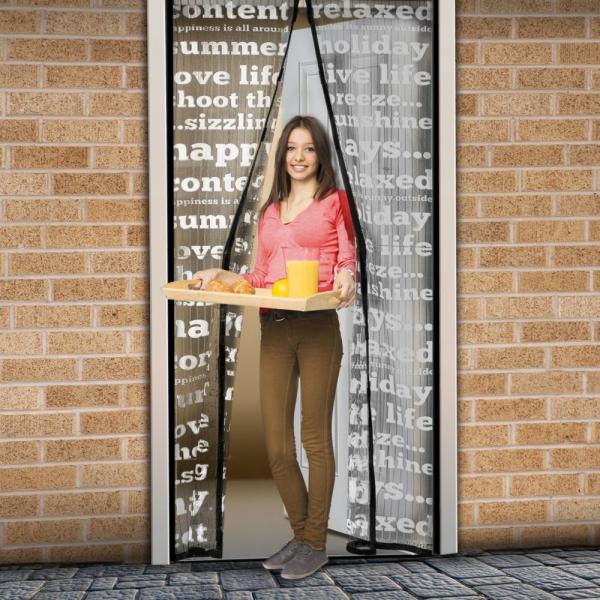 Mágneses szúnyogháló függöny ajtóra 100x210 cm - feliratos minta (11398B)