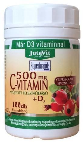 Vásárlás: JutaVit C-vitamin és D3-vitamin 500mg tabletta 100 db  Táplálékkiegészítő árak összehasonlítása, C vitamin és D 3 vitamin 500 mg  tabletta 100 db boltok