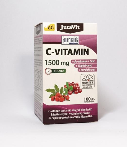 Vásárlás: JutaVit C-vitamin 1500mg +D3 vitamin+Cink+Csipkebogyó+Acerola tabletta  100db Táplálékkiegészítő árak összehasonlítása, C vitamin 1500 mg D 3  vitamin Cink Csipkebogyó Acerola tabletta 100 db boltok