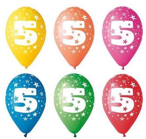 5-ös számos gumi lufi 5db