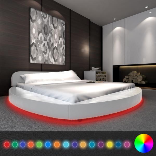 Vásárlás: vidaXL Kerek, műbőr ágy, LED szalag, matrac 180x200cm Ágy,  ágykeret árak összehasonlítása, Kerek műbőr ágy LED szalag matrac 180 x 200  cm boltok