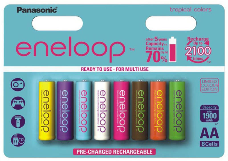 Panasonic AA eneloop tropical 1900mAh (8) Акумулаторни батерии Цени, оферти  и мнения, списък с магазини, евтино Panasonic AA eneloop tropical 1900mAh  (8)