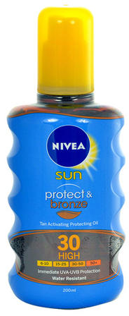 Vásárlás: Nivea SUN Protect&Bronze barnulást támogató napolaj spray SPF 30  200ml Naptej, napolaj árak összehasonlítása, SUN Protect Bronze barnulást  támogató napolaj spray SPF 30 200 ml boltok