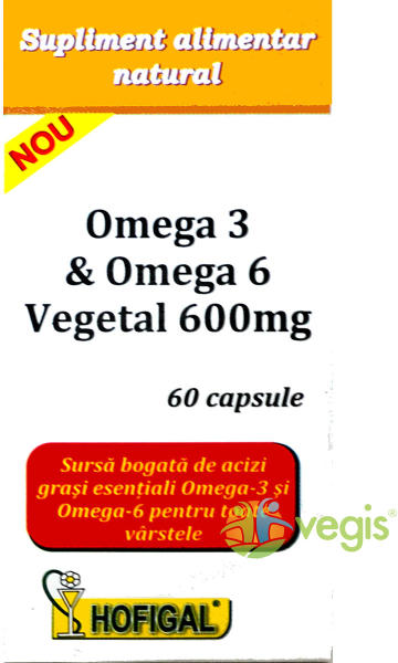 Hofigal Omega 3 & Omega 6 Vegetal 600mg 60 comprimate (Suplimente  nutritive) - Preturi