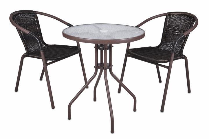 Vásárlás: Garthen Bistro kerti asztal üveglappal és 2 polyrattan Garth szék  Kerti bútor garnitúra árak összehasonlítása,  Bistrokertiasztalüveglappalés2polyrattanGarthszék boltok