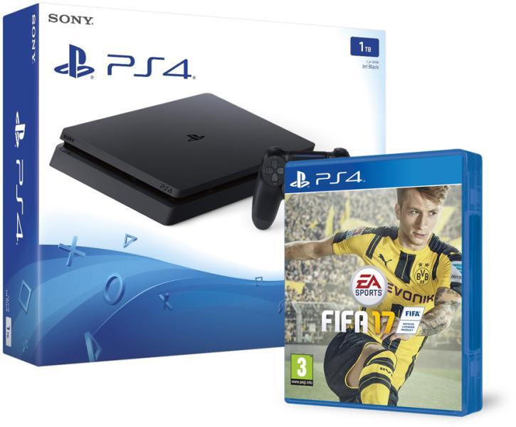 Sony PlayStation 4 Slim Jet Black 1TB (PS4 Slim 1TB) + FIFA 17 vásárolj már  0 Ft-tól