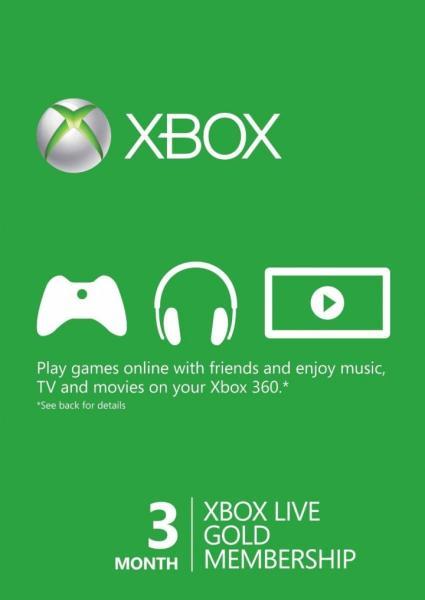 Microsoft Xbox Live Gold 3 Month Membership Ваучер за абонамент за игра  Цени, оферти и мнения, списък с магазини, евтино Microsoft Xbox Live Gold 3  Month Membership