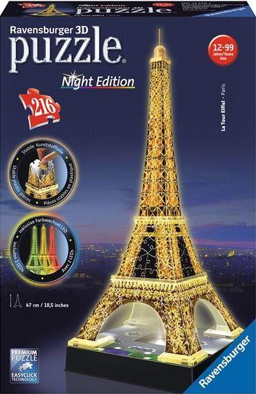 Vásárlás: Ravensburger 3D Puzzle - Night Edition - Eiffel-torony 216 db-os  (12579) 3D puzzle árak összehasonlítása, 3 D Puzzle Night Edition Eiffel  torony 216 db os 12579 boltok