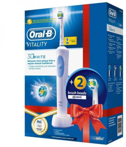 Oral-B Vitality 3D White D12.513W + EB18-2 elektromos fogkefe vásárlás,  olcsó Oral-B Vitality 3D White D12.513W + EB18-2 elektromos fogkefe árak,  akciók