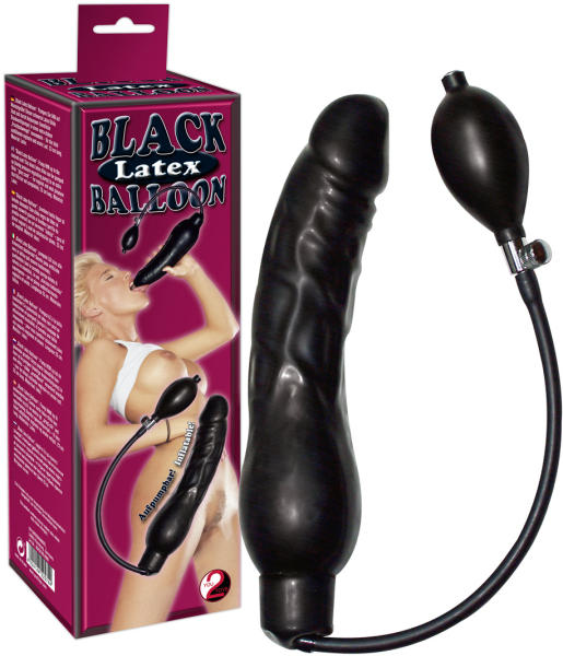 Black Latex Balloon - Fekete, latex pumpálható dildó
