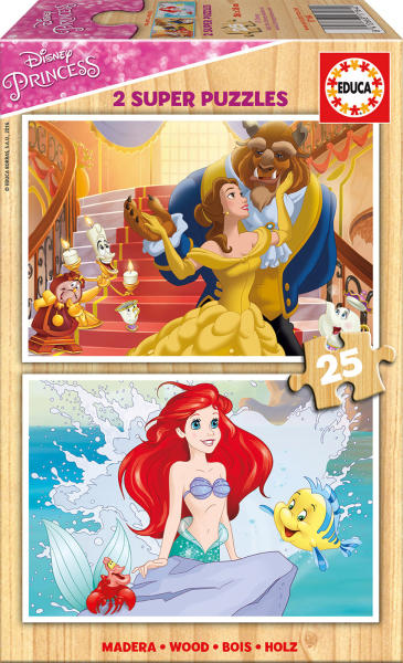 Educa Puzzle din lemn Prinţese Disney Educa 2x25 de piese de la 4 ani  (EDU17164) (Puzzle) - Preturi