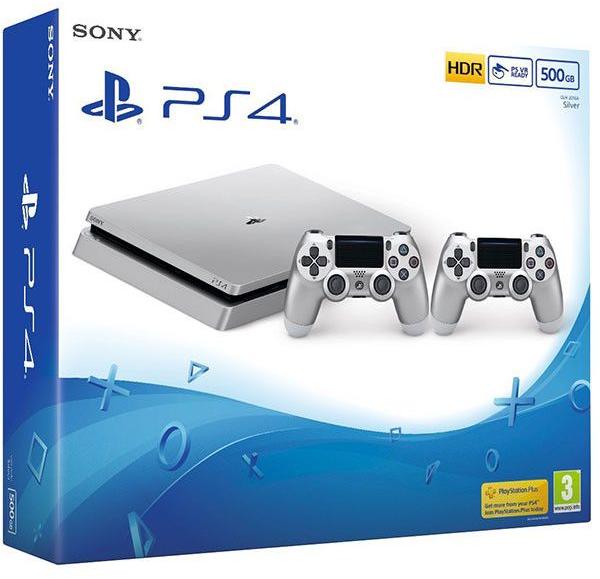 Sony PlayStation 4 Slim Silver 500GB (PS4 Slim 500GB) + DualShock 4  Controller Конзоли за игри Цени, оферти и мнения, списък с магазини