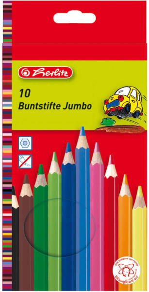 Herlitz Creioane colorate mina groasa, 10 culori/set HERLITZ Jumbo (Creion)  - Preturi