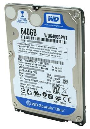 Western Digital Scorpio Blue 640GB (WD6400BPVT) vásárlás, olcsó Belső  merevlemez árak, Western Digital Scorpio Blue 640GB (WD6400BPVT) boltok
