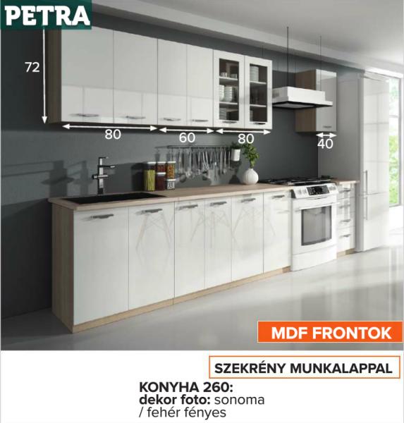 Vásárlás: petra 260 as konyhablokk, sonoma tölgy/fényes fehér ... Konyha 260