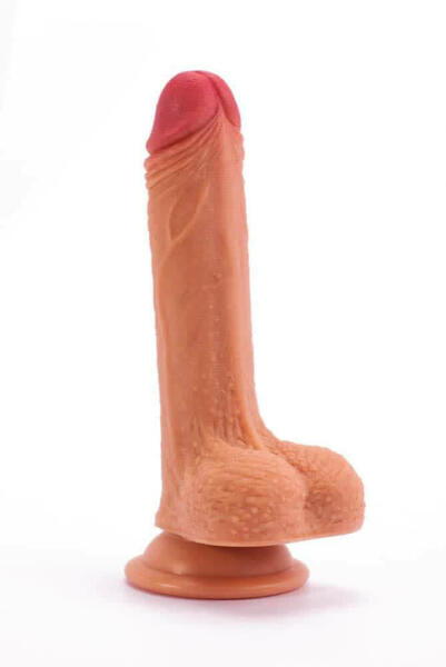 Nature 7'' Dual-Layered Silicone Dildo with Balls