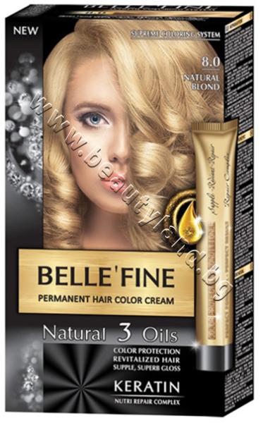 Belle'Fine Боя за коса Belle'Fine, 8.0 Natural Blond, p/n BF-16308.0 - Крем- боя за коса с провитамин B5, натурално-руса (BF-16308.0) Бои за коса,  оцветители за коса Цени, оферти и мнения, списък с магазини,