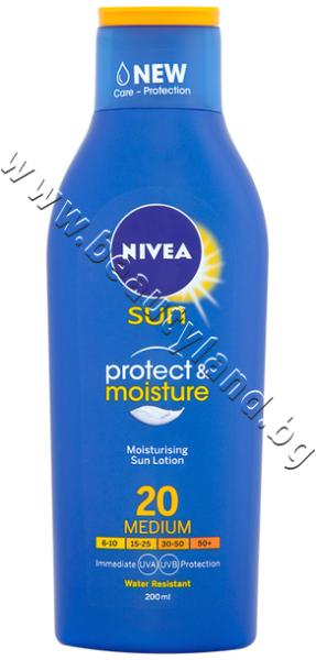 Nivea Лосион Nivea Sun Protect & Moisture SPF 20, p/n NI-80422 - Хидратиращ слънцезащитен  лосион (NI-80422) Кремове против слънце Цени, оферти и мнения, списък с  магазини, евтино Nivea Лосион Nivea Sun Protect