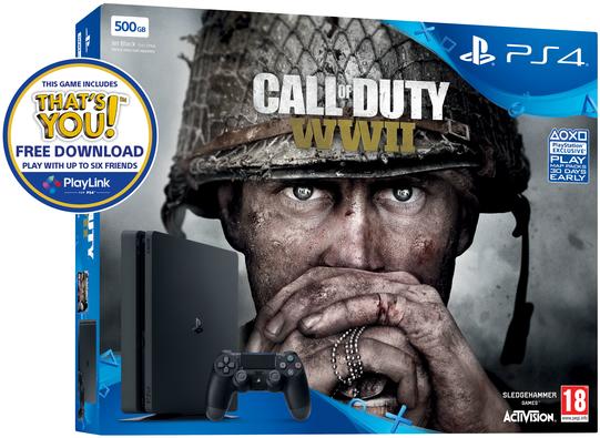 Sony PlayStation 4 Slim 500GB (PS4 Slim 500GB) + Call Of Duty WWII Конзоли  за игри Цени, оферти и мнения, списък с магазини