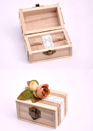 vintage esküvői gyűrűtartó dobozka, virágos-(9*6*5 cm)