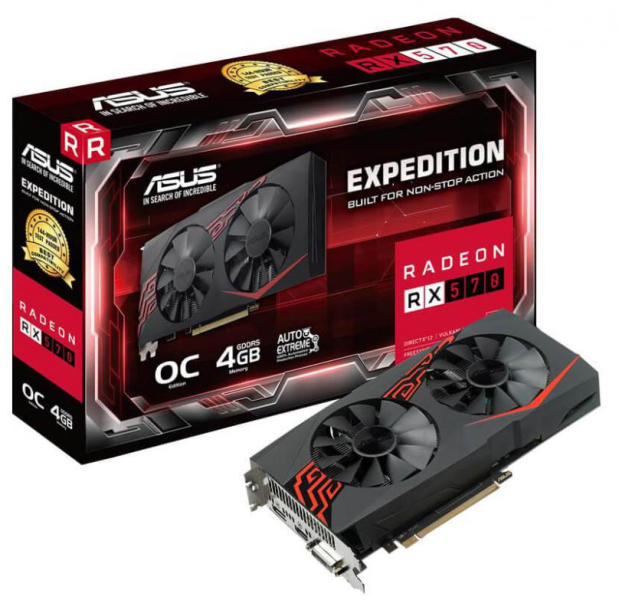 ASUS Radeon RX 570 4GB GDDR5 256bit PCIe (EX-RX570-4G) Asus Видео карти ...