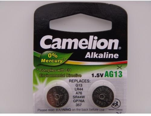 Camelion AG13, baterie ceas 1.5V alcalina, Ag13 G13 LR44 A76 SR44W GP76A  357 blister 10 (Baterii de unica folosinta) - Preturi