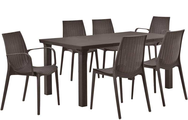 Vásárlás: [casa.pro] Rattan hatású kerti asztal 6 székkel Kerti bútor  garnitúra árak összehasonlítása, Rattanhatásúkertiasztal6székkel boltok