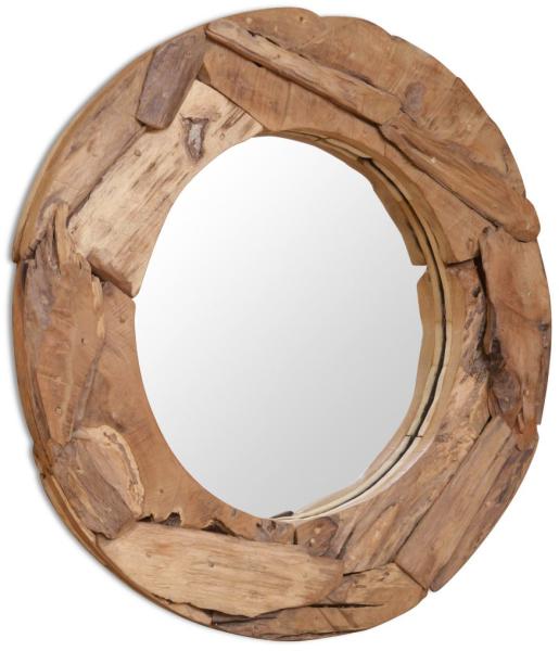 vidaXL Oglindă decorativă, lemn de tec, 80 cm, rotundă (244561) (Oglinzi) -  Preturi