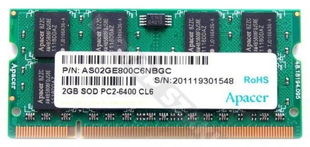 Apacer 2GB DDR2 800MHz SO-DIMM memória modul vásárlás, olcsó Memória modul  árak, memoria modul boltok