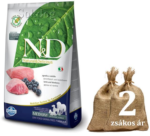 Vásárlás: N&D Grain Free Adult Lamb & Blueberry 2x12 kg Kutyatáp árak  összehasonlítása, Grain Free Adult Lamb Blueberry 2 x 12 kg boltok