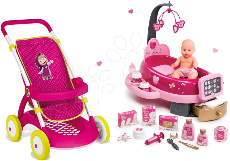 Smoby Baby Nurse- Cărucior de sport pentru păpuşă de jucărie şi centru bebe  cu păpuşă de jucărie (254033-2) (Carucior de jucarie) - Preturi