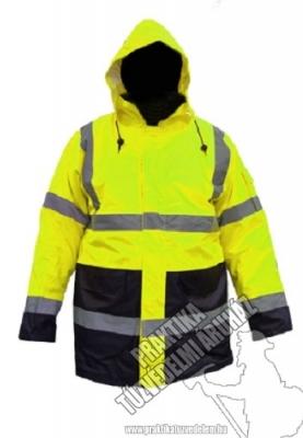 AFLASHBI - Bélelt téli kabát, fluoreszkáló, fényvisszaverő (munkáskabát,  munkás kabát)