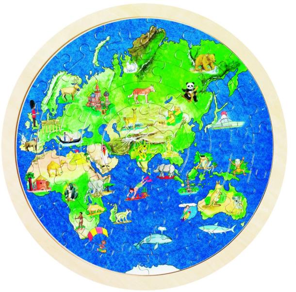 Földgömb kétoldalas fa puzzle 57 db-os (57666)