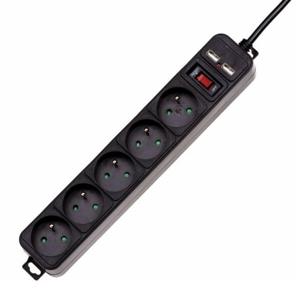 5 Plug + 2 USB 1,5 m (AK-SP-05U)