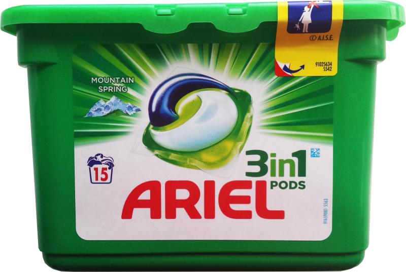 Ariel Mountain Spring 3in1 15buc (Detergent (rufe)) - Preturi
