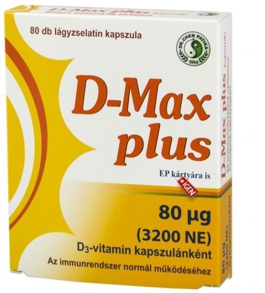 Vásárlás: Dr. Chen Patika D-Max Plus D3-vitamin (3200NE) kapszula 60db  Táplálékkiegészítő árak összehasonlítása, D Max Plus D 3 vitamin 3200 NE  kapszula 60 db boltok