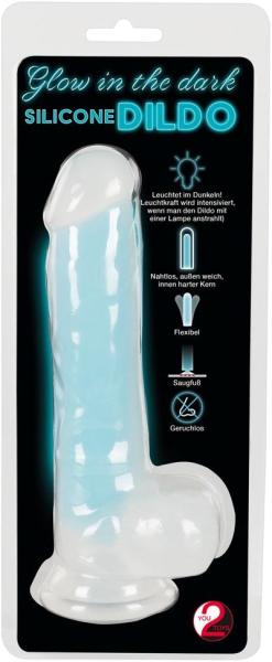 Glow in the Dark Silicone Dildo tapadótalpas herés világító dildó