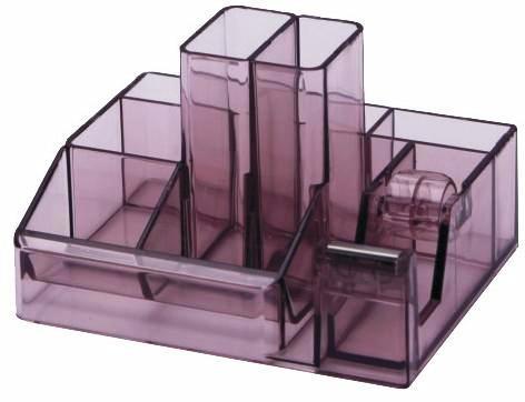 Kejea Suport plastic pentru accesorii de birou, 8 compartimente, 148 x  87mm, KEJEA - fumuriu fumuriu transparent Plastic Suport instrumente de  scris 8 compartimente (KJ-K-099-BR) (Suport instrumente scris) - Preturi