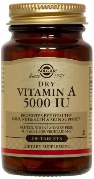 Solgar Хранителна добавка витамин А , Solgar Vitamin A, 5000IU 100tabs ...