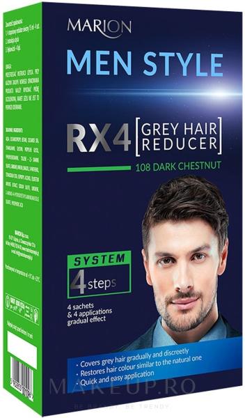 Marion Vopsea de păr pentru bărbați - Marion Men Style 4 Steps Grey Hair  Reducer 108 - Dark Chestnut (Vopsea de par) - Preturi