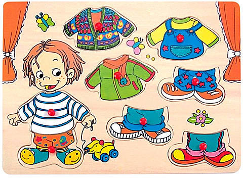 Fiús öltöztető fa formapuzzle (90320)