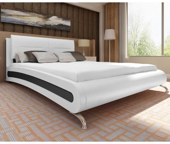 Vásárlás: vidaXL Fekete-fehér műbőr ágy matraccal 140x200cm (270595) Ágy,  ágykeret árak összehasonlítása, Fekete fehér műbőr ágy matraccal 140 x 200  cm 270595 boltok