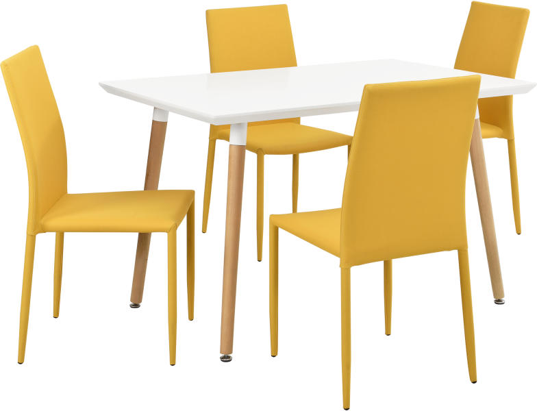 Vásárlás: [en. casa] Étkezőgarnitúra étkezőasztal 4 székkel 120 x 70 cm  fehér/sárga 4 személyes desing konyhai asztal Celine Étkezőgarnitúra árak  összehasonlítása, Étkezőgarnitúra étkezőasztal 4 székkel 120 x 70 cm fehér  sárga 4 személyes desing ...