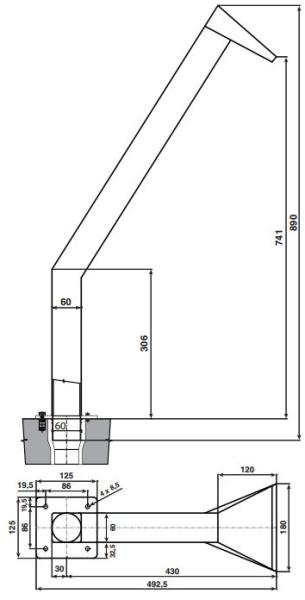 Kacsa 400 mm vízköpő, rozsdamentes acél AISI 316, fényes felülettel